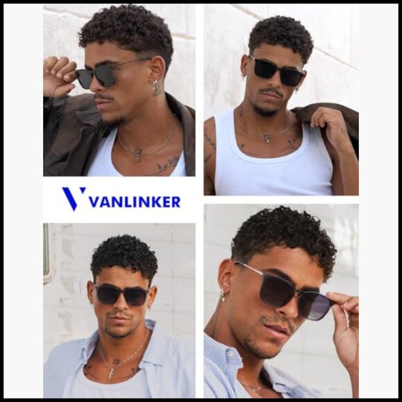 Metal Frame Polarized Sunglasses Classic Rectangular UV Protection - Picture 2 of 7